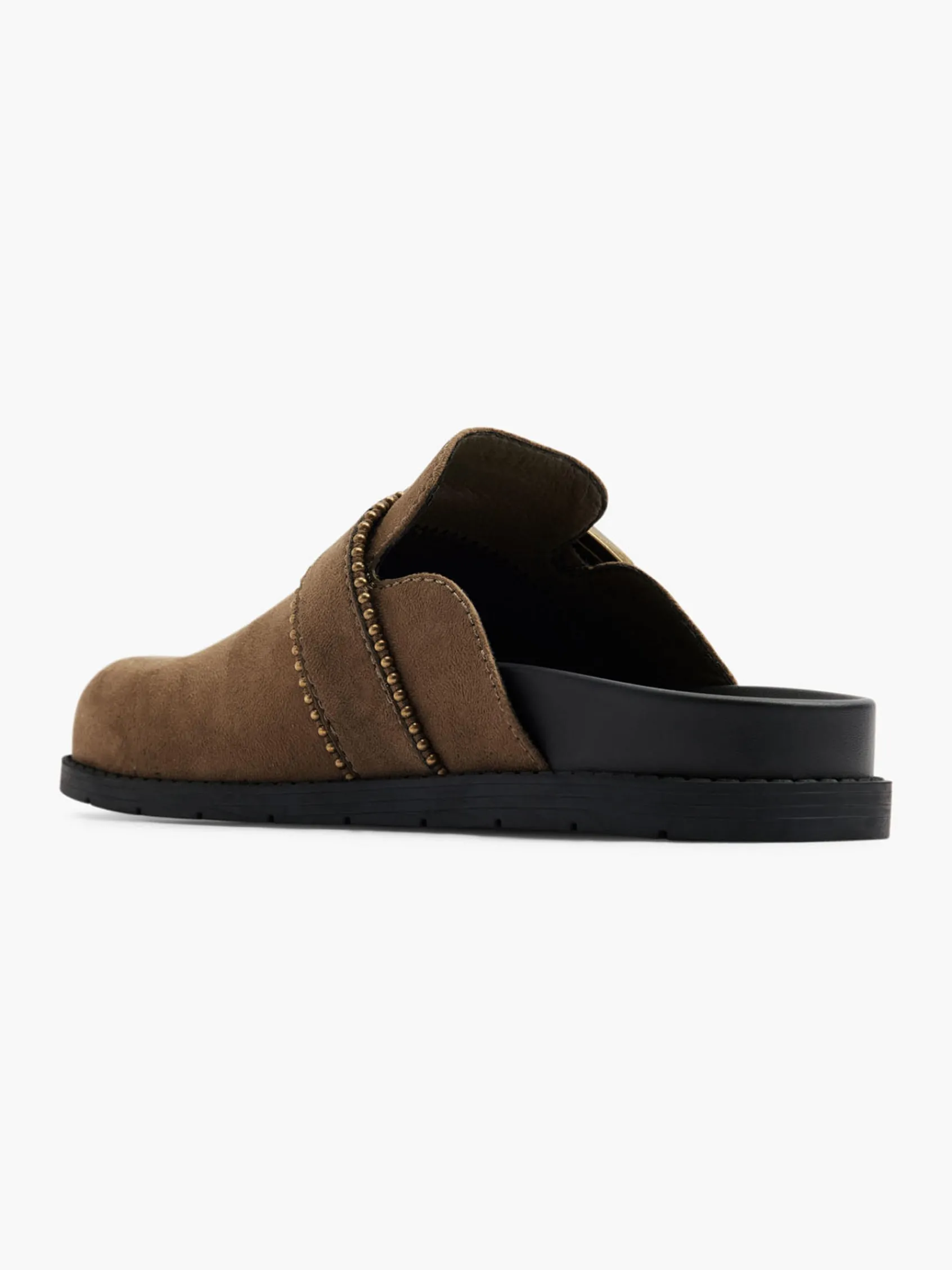 Online Khaki Closed Toe Footbed with Buckle and Stud Detail Women Sandals·Mules|Sandals·Flat Sandals