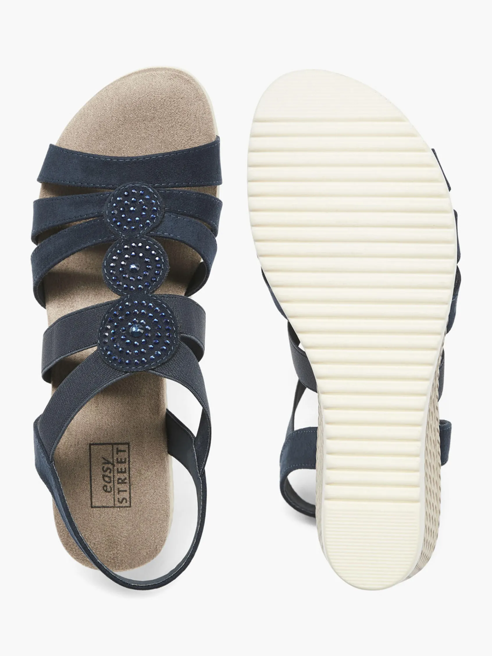 Clearance Ladies Navy Wedge Sandals Women Sandals·Comfort Sandals|Sandals·Heeled Sandals
