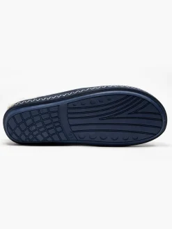Outlet Ladies Navy Fur Trim Slippers Women Slippers