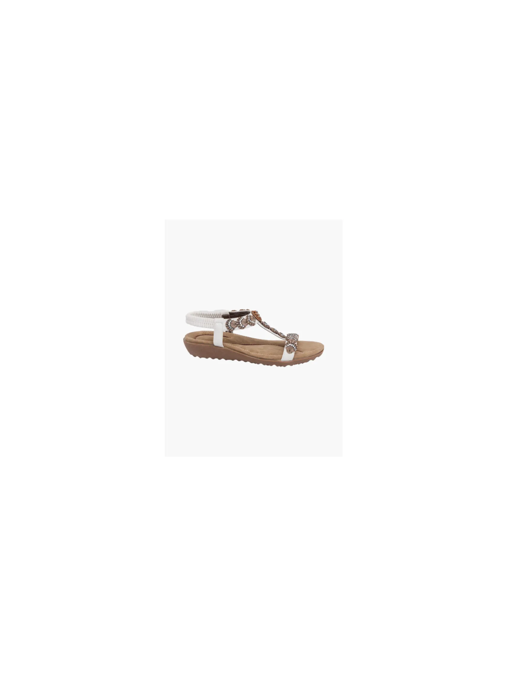 New Ladies Shell Trim Sandal Women Sandals·Flat Sandals
